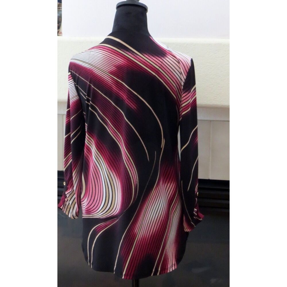 JM Collection Retro print Tunic Top  XS - Picture 9 of 9